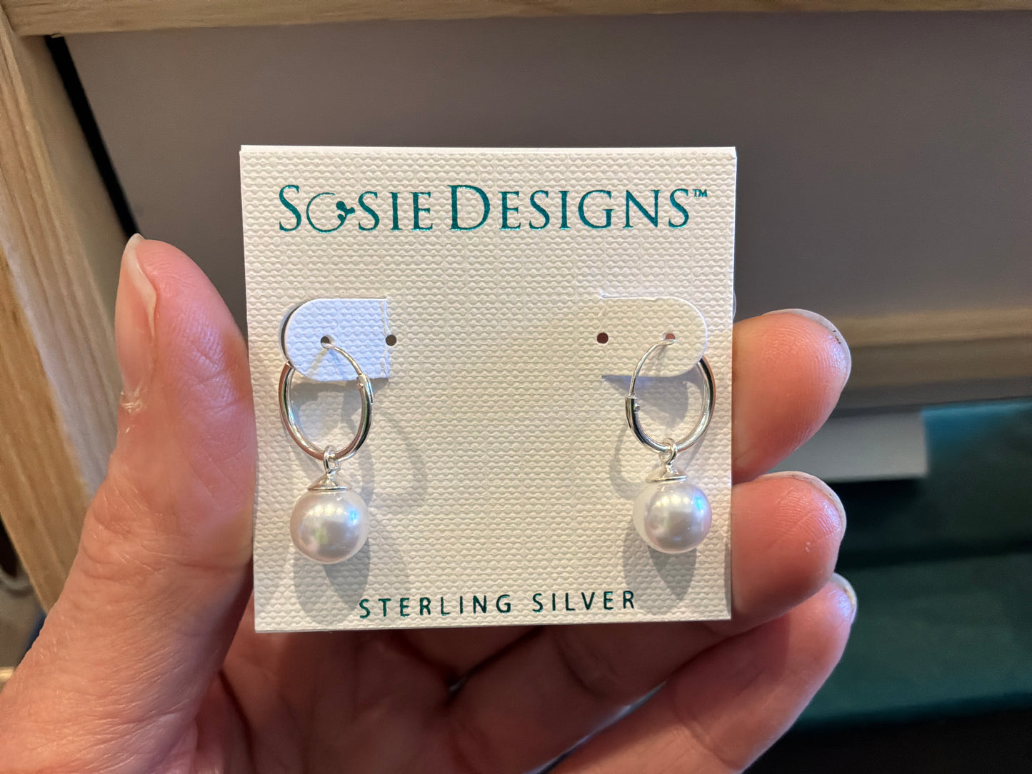 Sterling silver pearl hoop