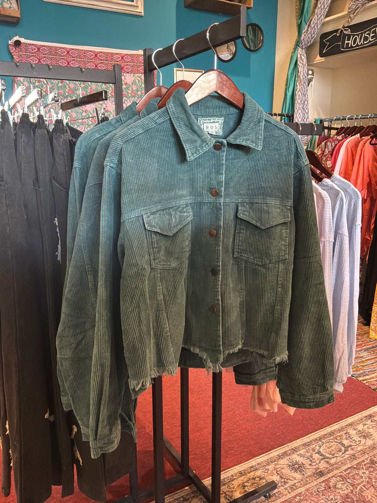 Hunter Green Corduroy Trucker Jacket