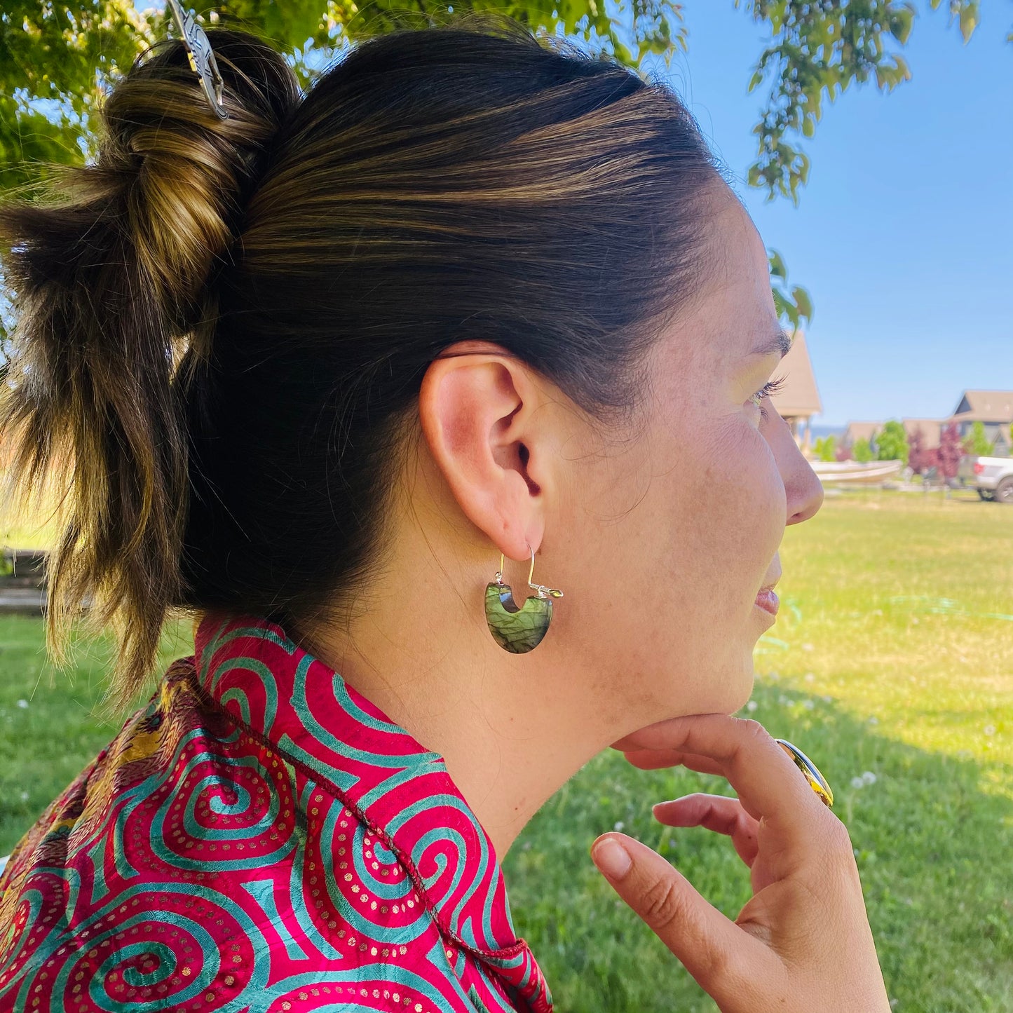 Gemstone Goddess Hoop Earrings