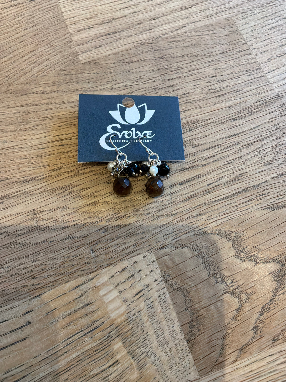 Smoky Quartz, Pearl, Tourmaline Cluster Earrings