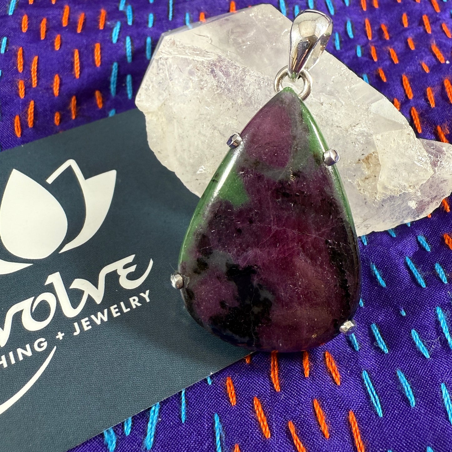 Ruby Ziosite Sterling Pendants