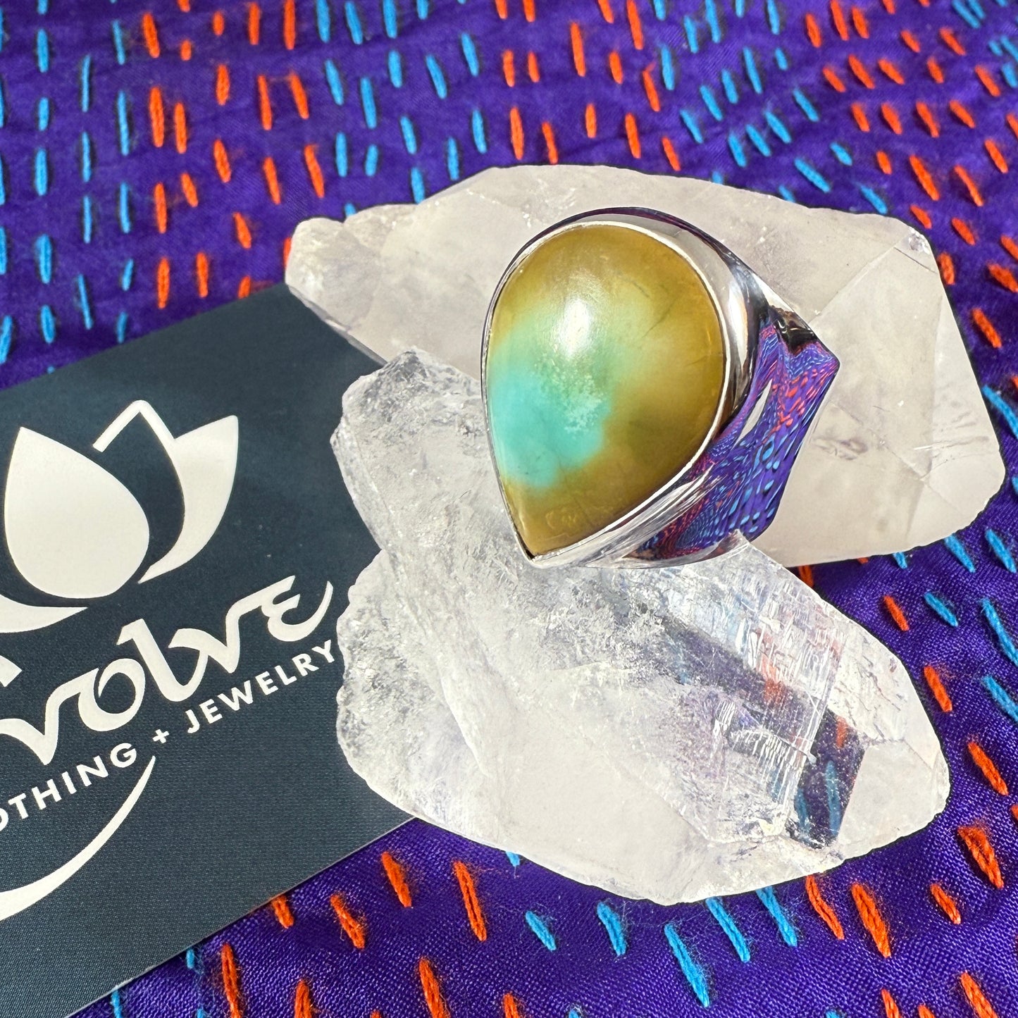 Tibetan Turquoise Sterling Wide Band Rings