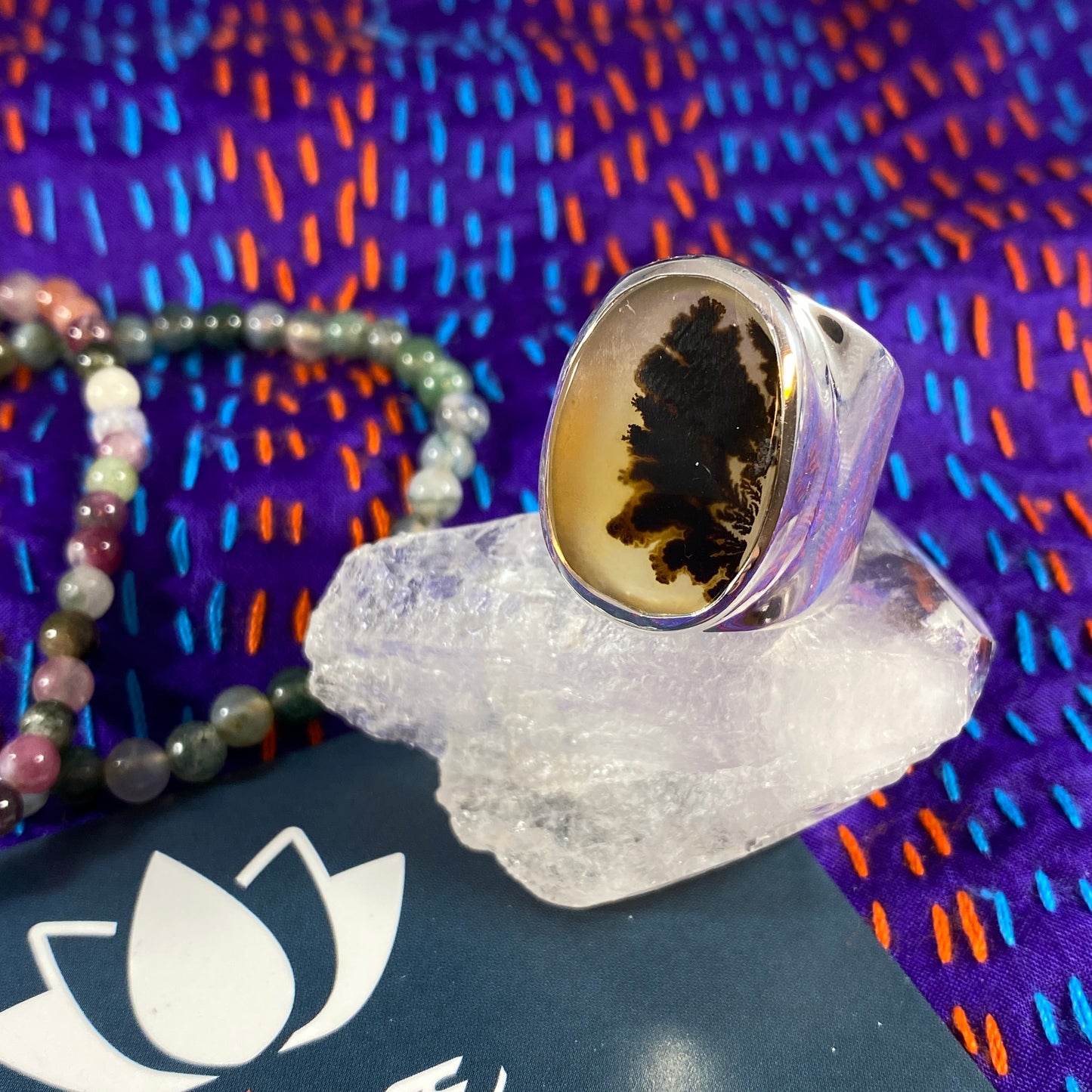 Dendrite Agate Sterling Wide Band Rings