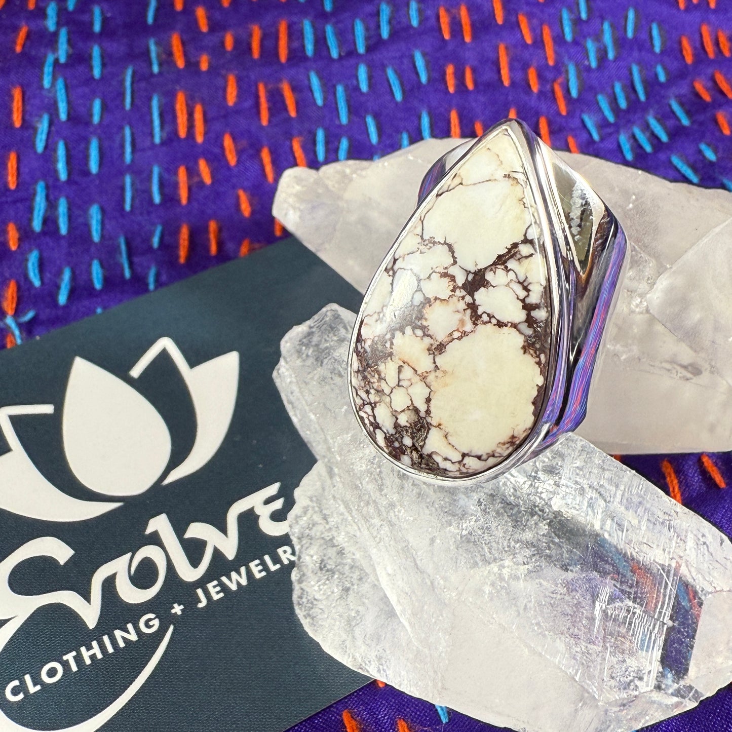 Wild Horse Jasper Sterling Wide Band Ring