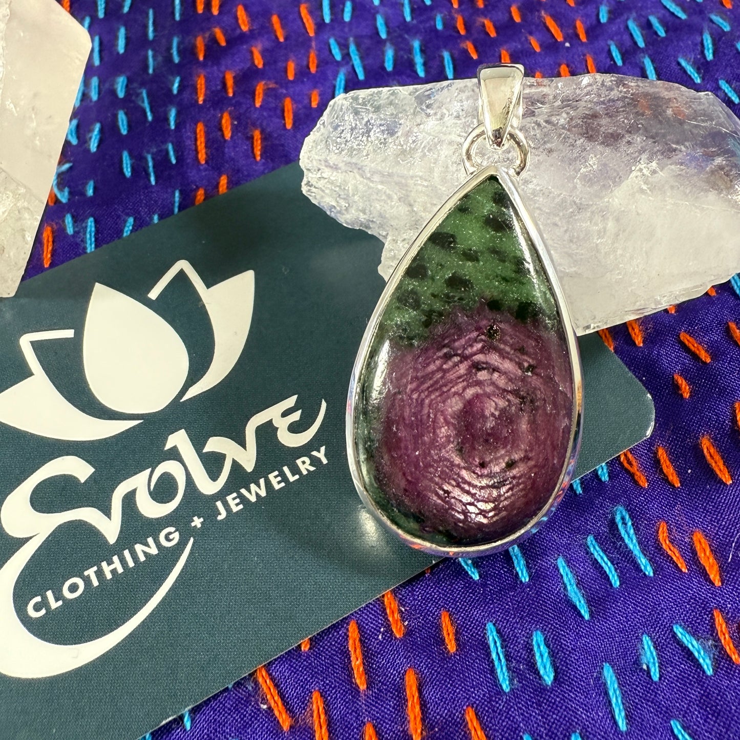 Ruby Ziosite Sterling Pendants