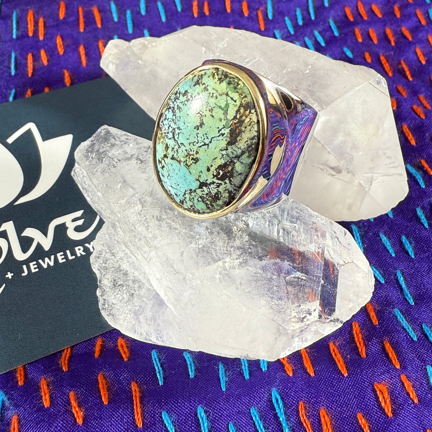 Tibetan Turquoise Sterling & Brass Wide Rings