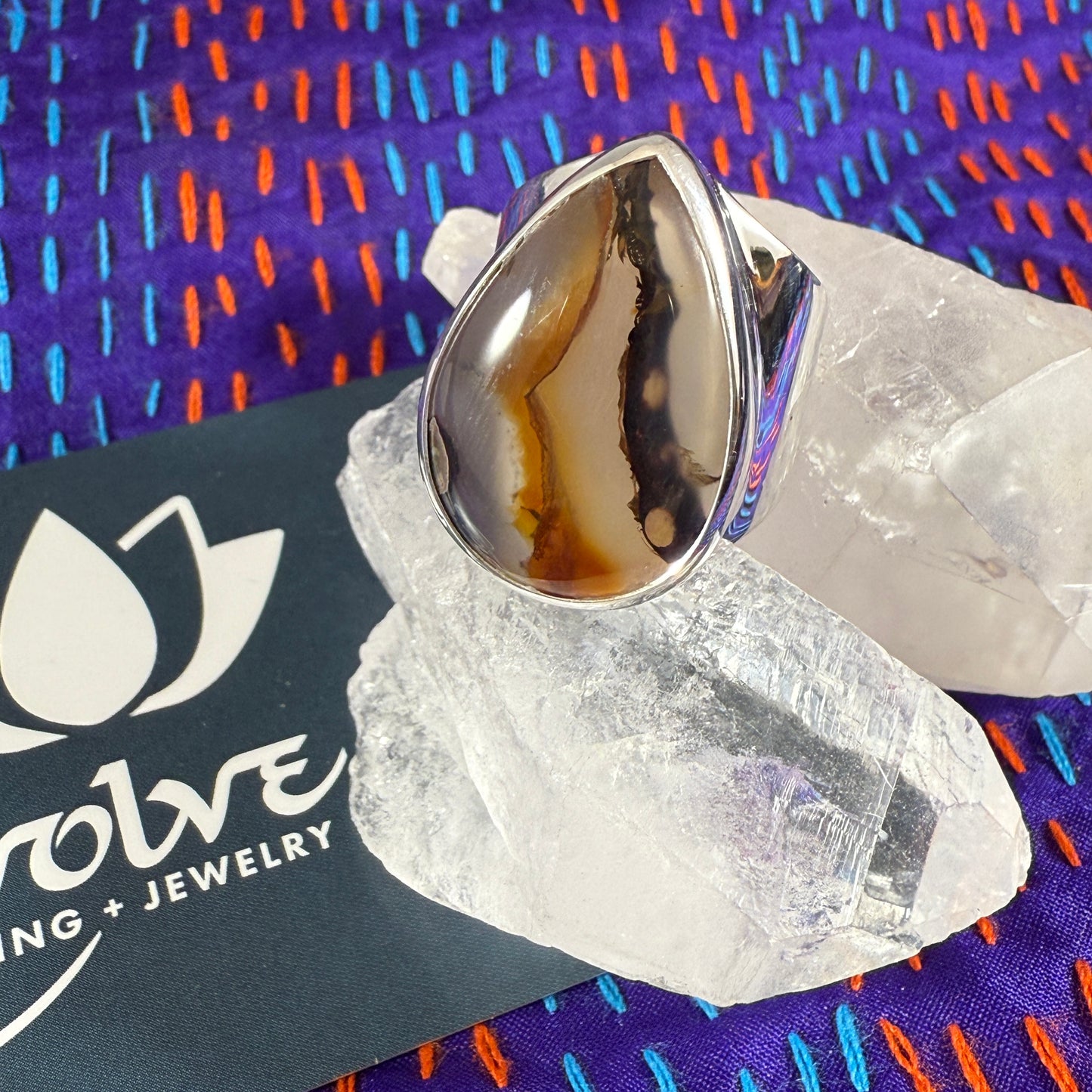 Montana Agate Sterling Wide Band Ring