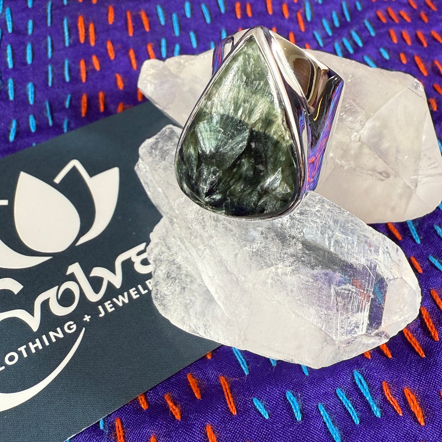 Seraphinite Sterling Wide Band ring
