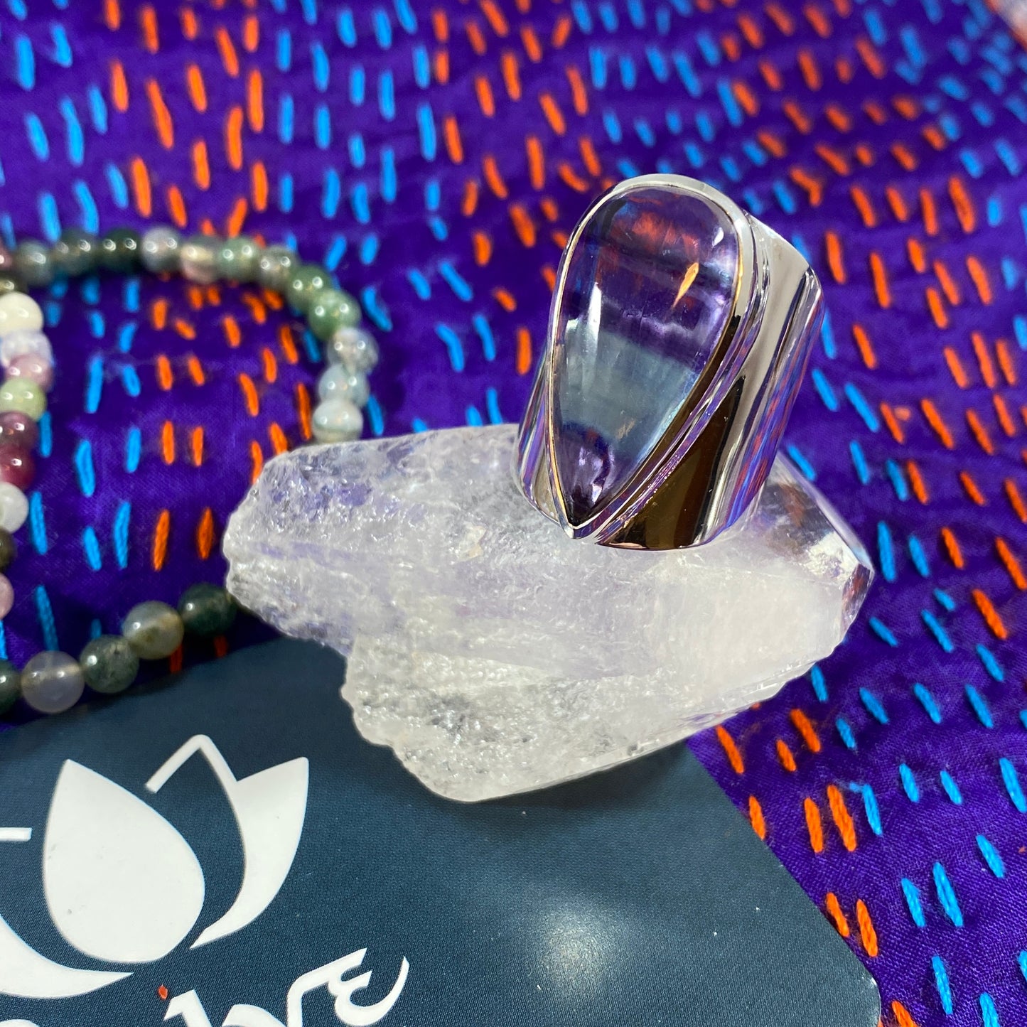Fluorite Sterling Wide Band Rings