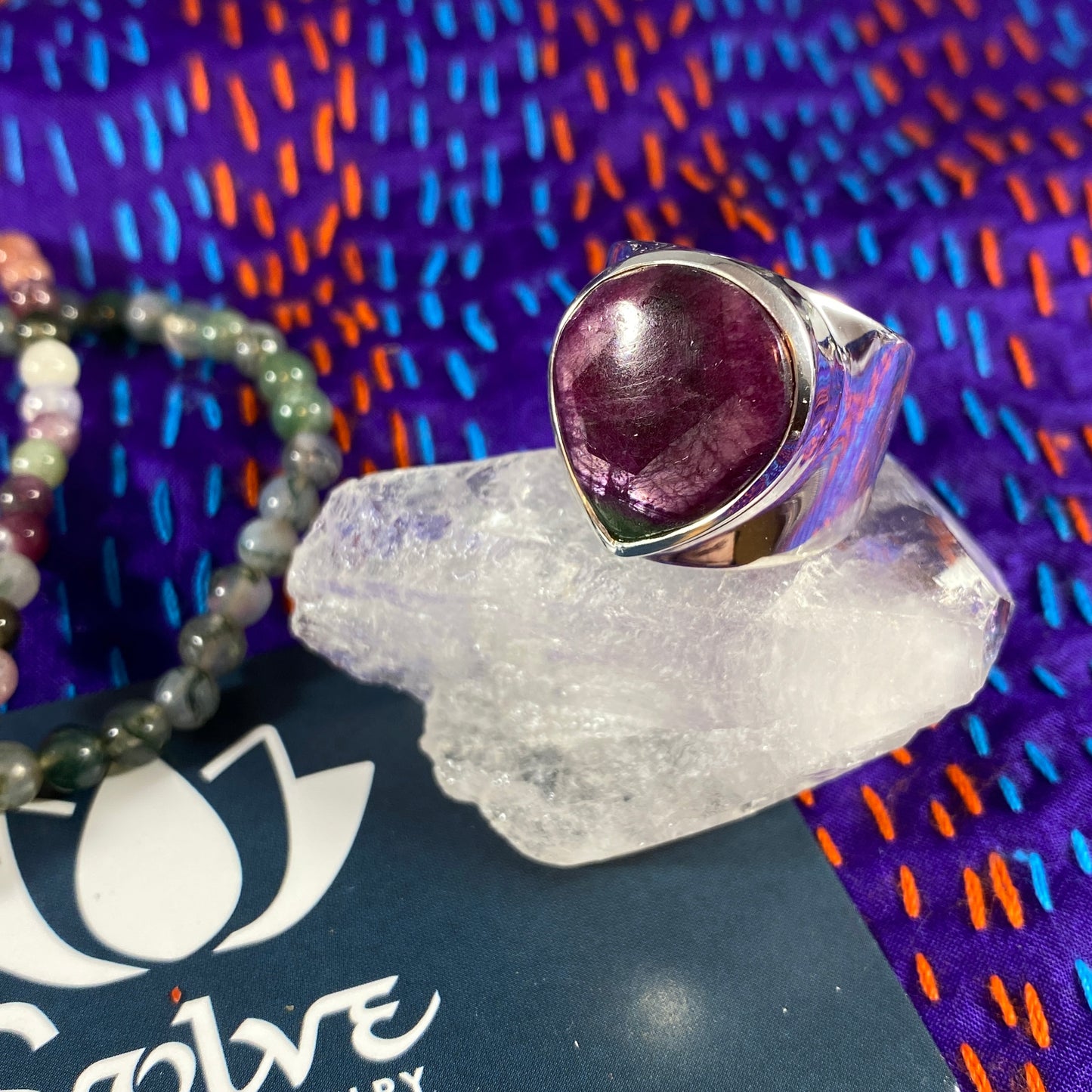 Ruby Zoisite Sterling Wide Band Ring