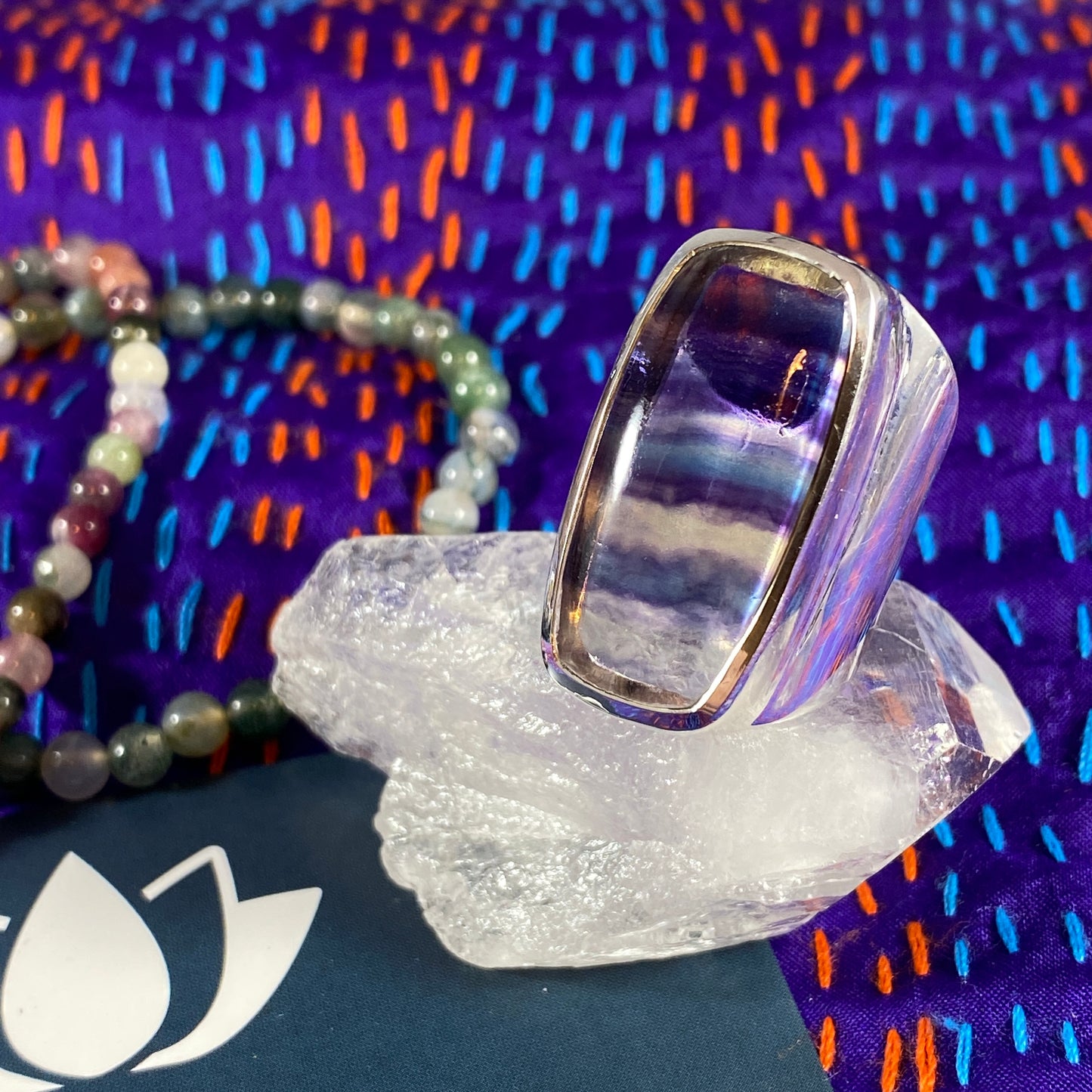 Fluorite Sterling Wide Band Rings