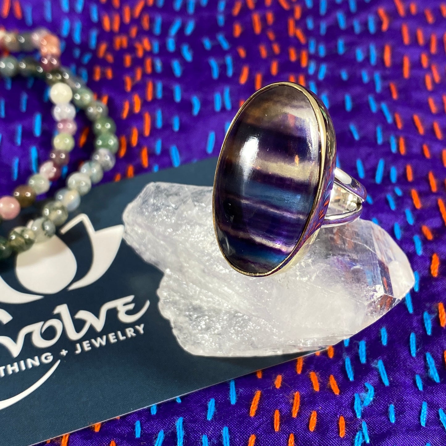 Fluorite Sterling & Brass Rings