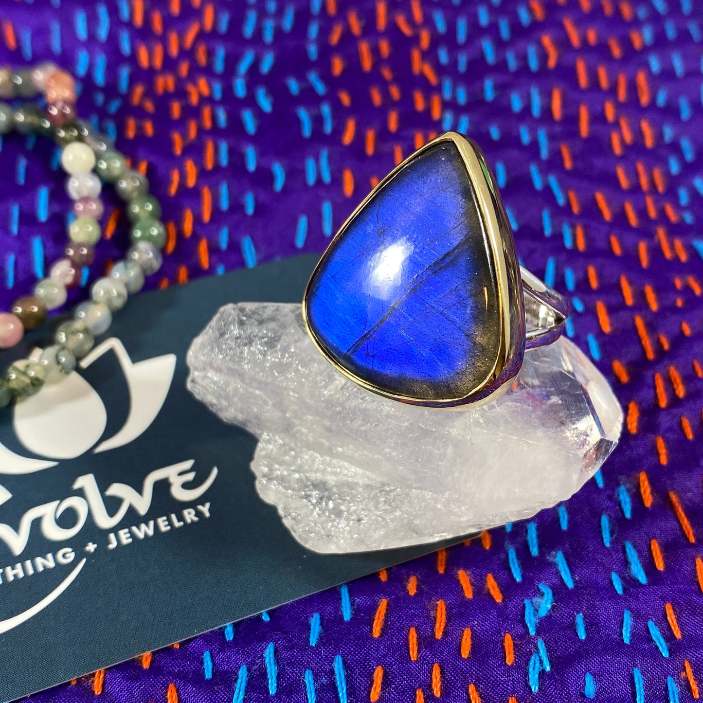 Labradorite Sterling & Brass Rings