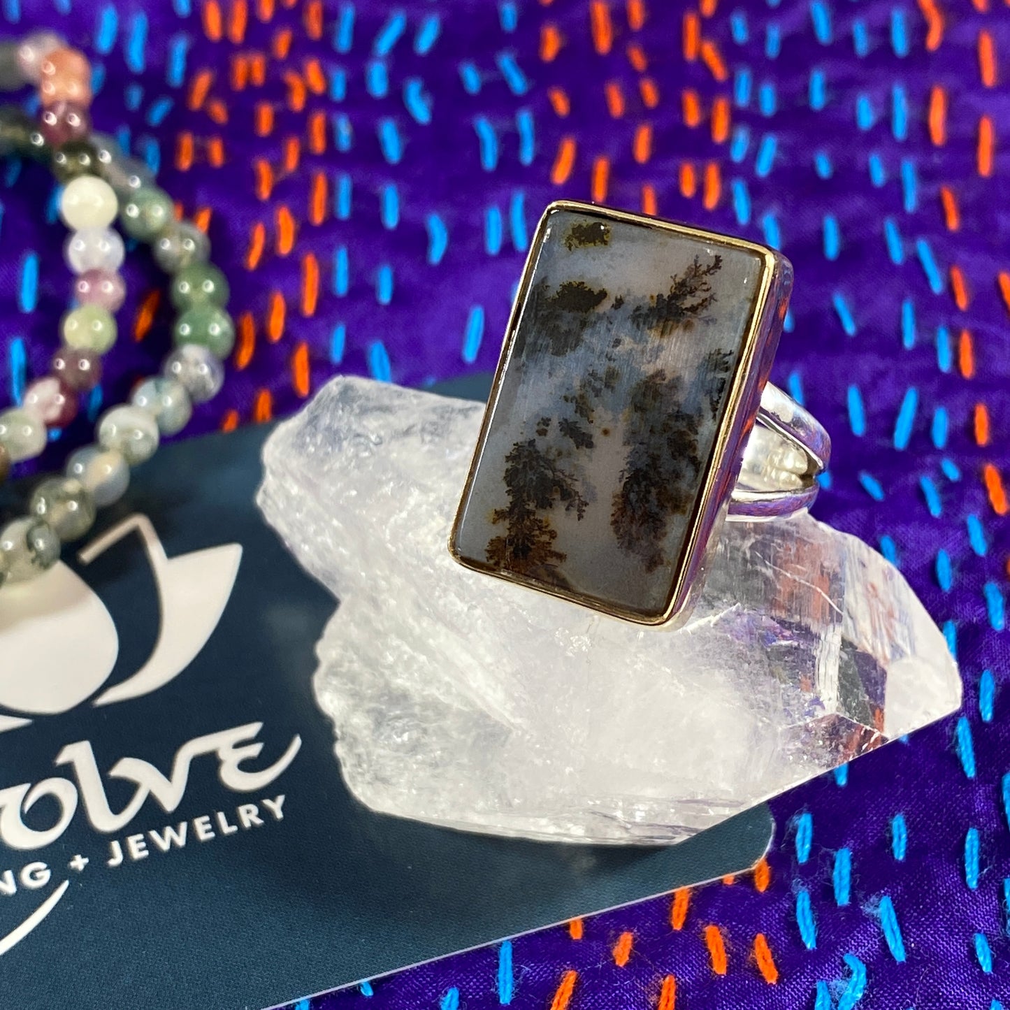 Dendrite Agate Sterling & Brass Rings