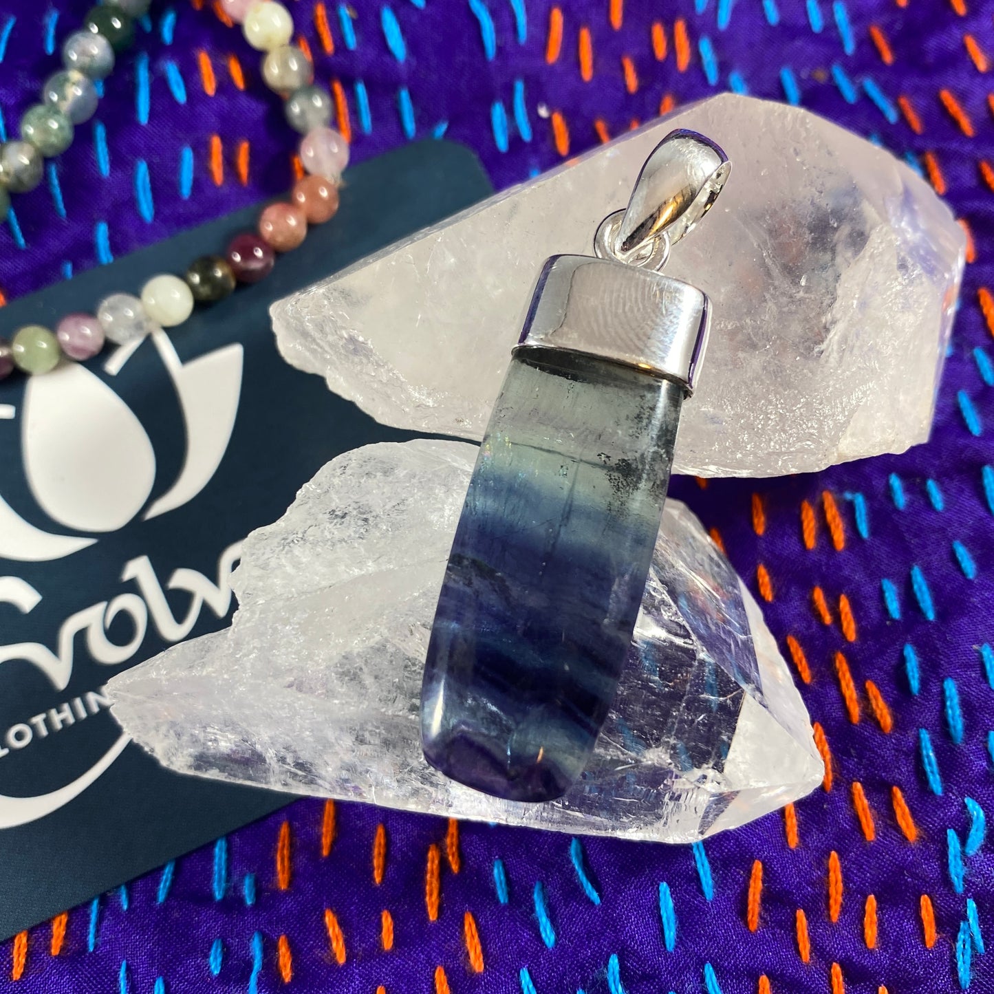 Fluorite Sterling Capped Pendant
