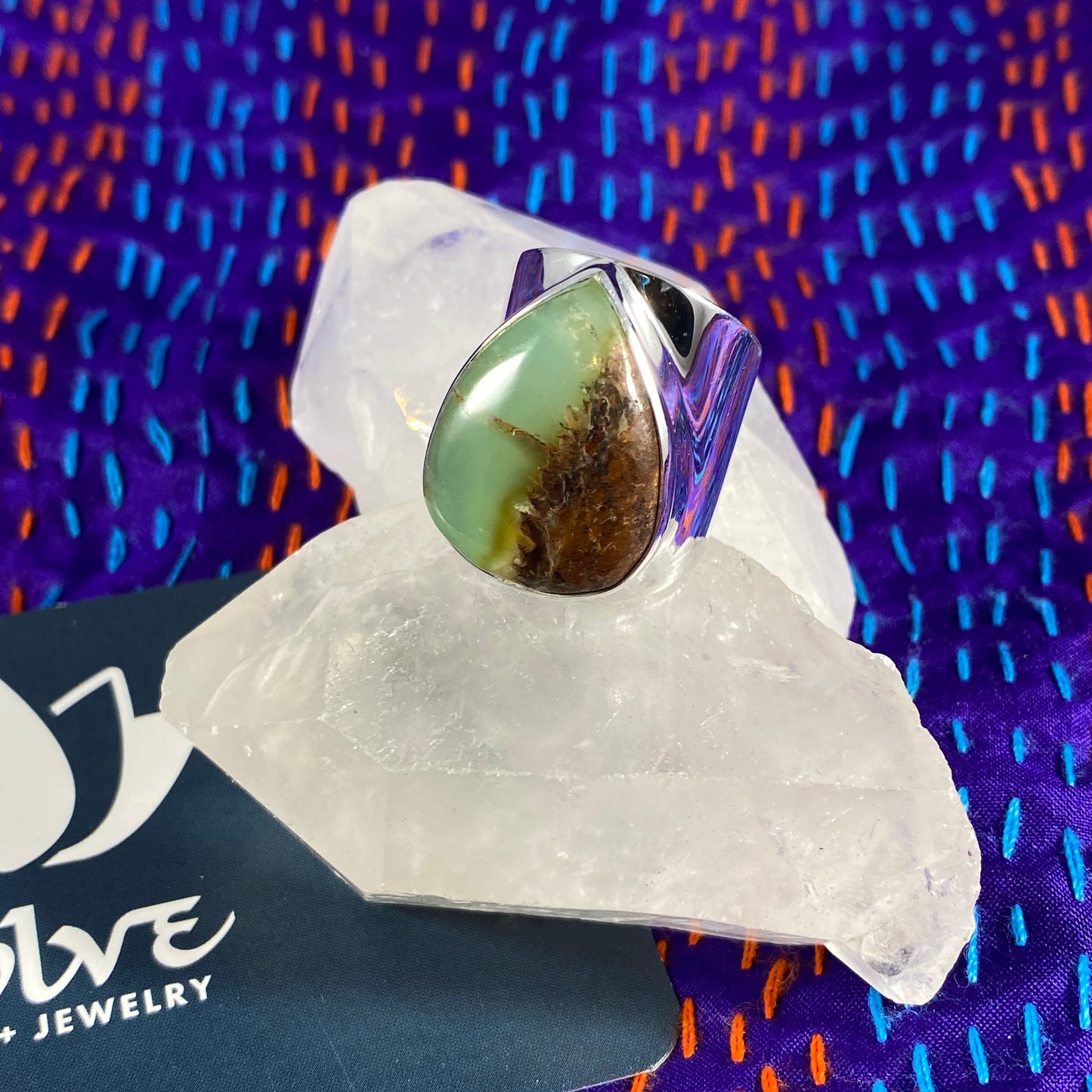 Chrysoprase & Sterling Wide Band Rings