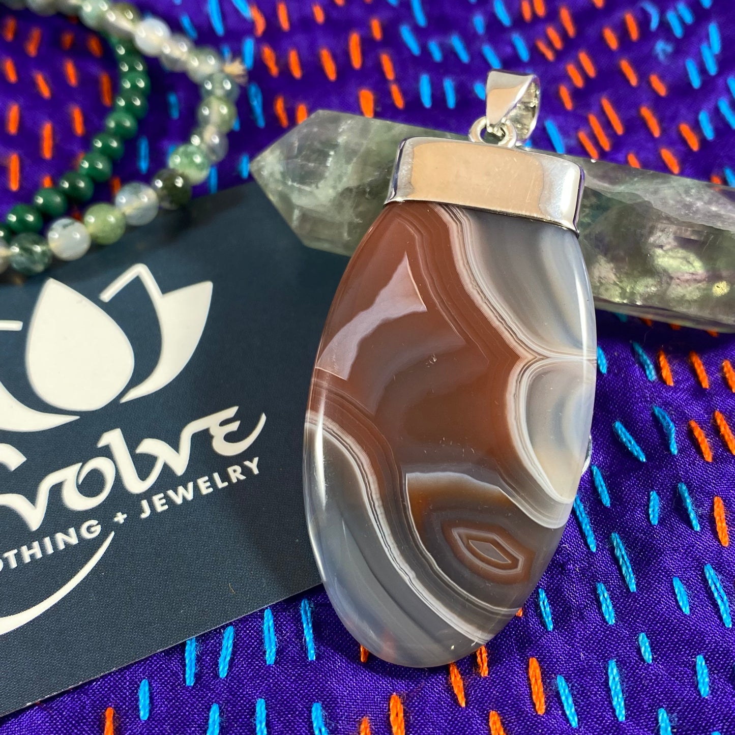 Botswana Agate Capped Pendants