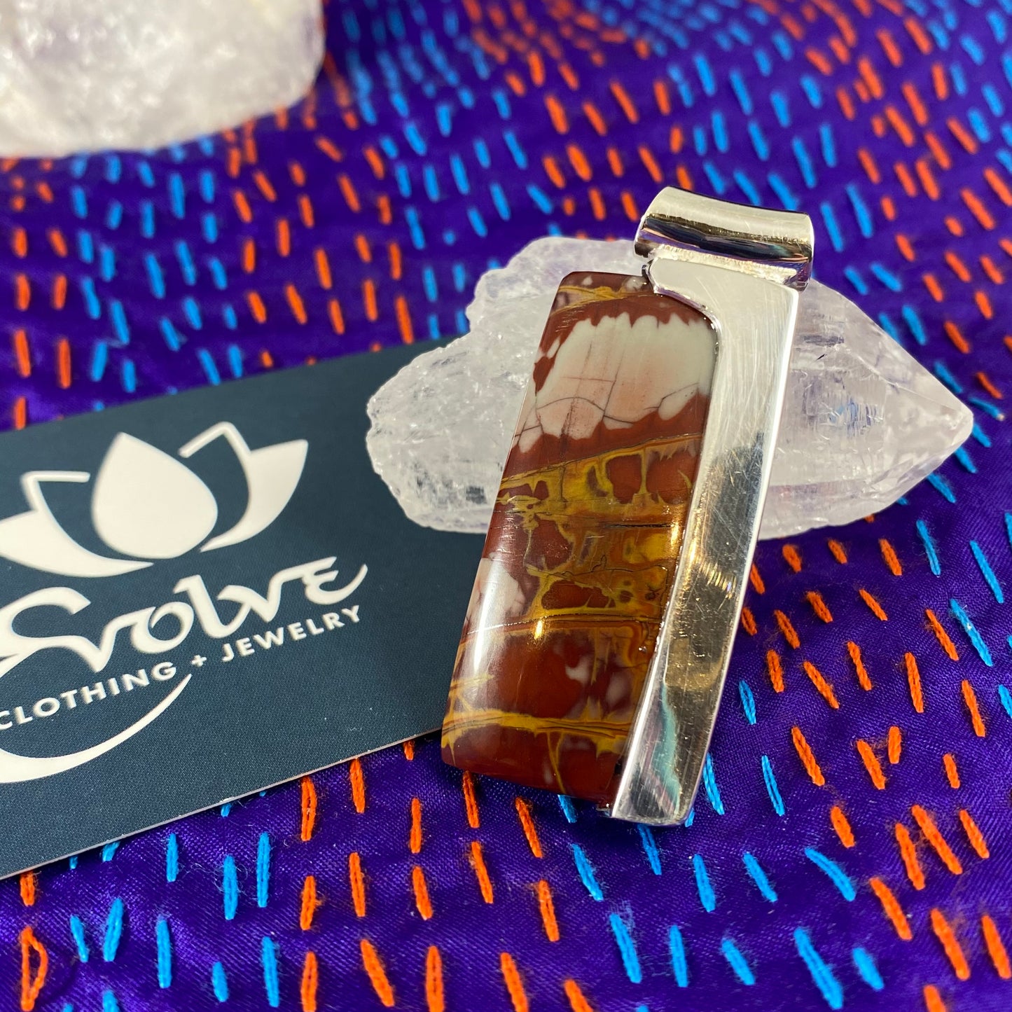 Norina Jasper & Silver Half-Set Pendant