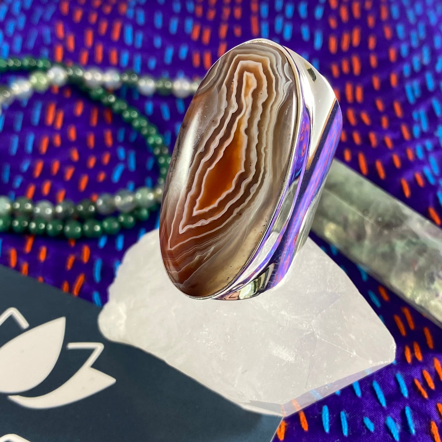 Botswana Agate Wide Band Rings