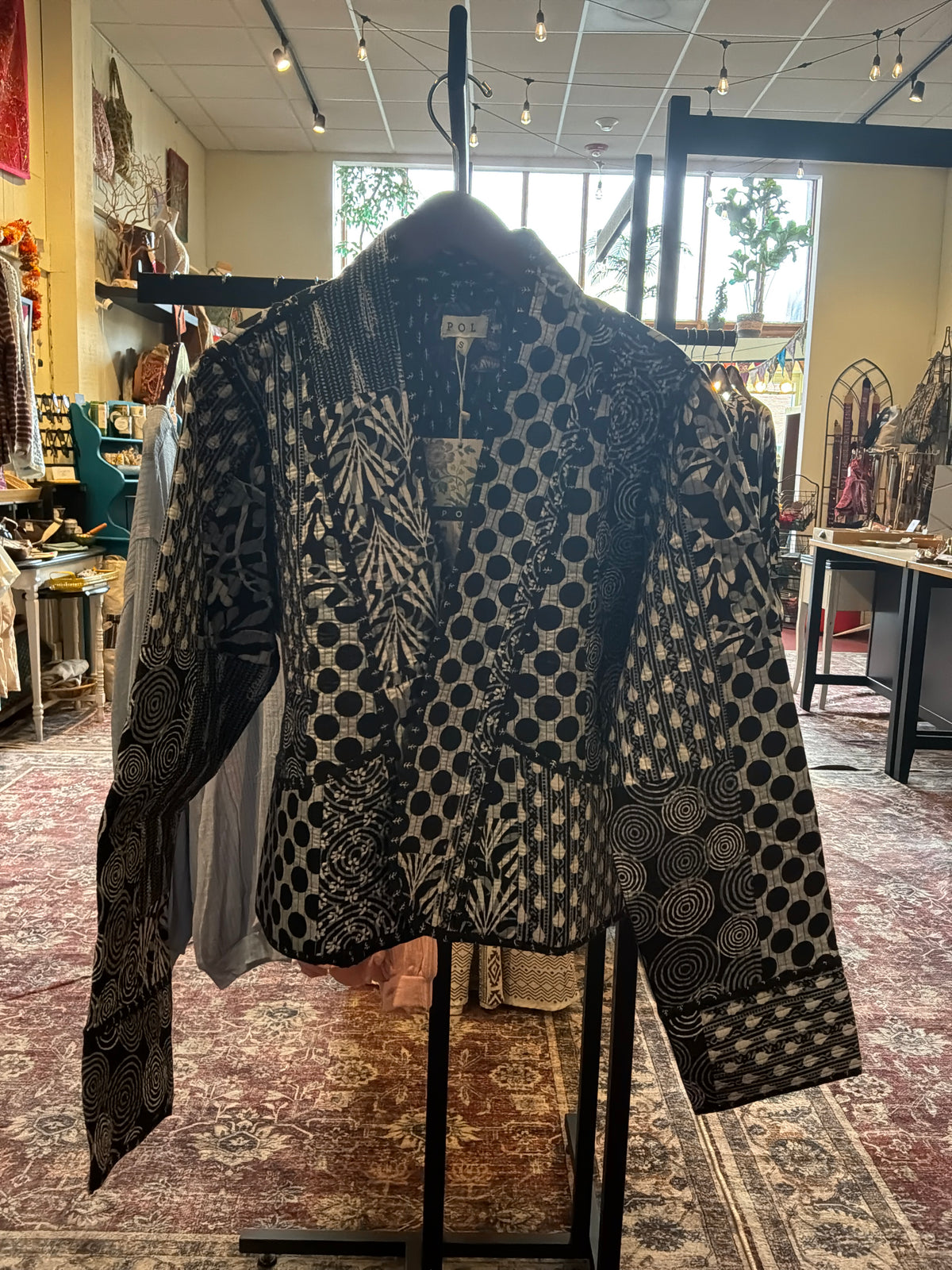 Black Quilted Kimono Jacket
