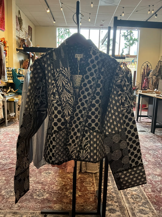 Black Quilted Kimono Jacket