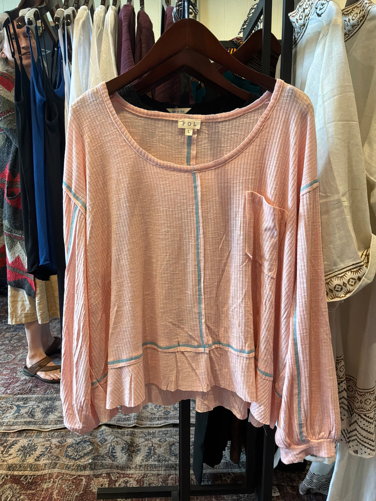 Blush Ribbed Relaxed Long Sleeve