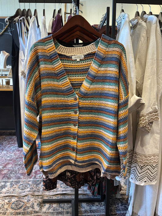 Mello Striped Button Cardi