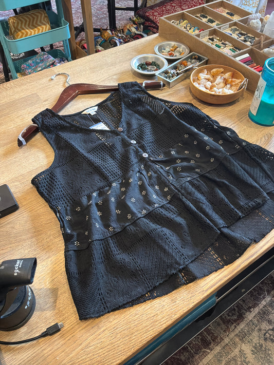 Boho Floral Vest Knit Button Up