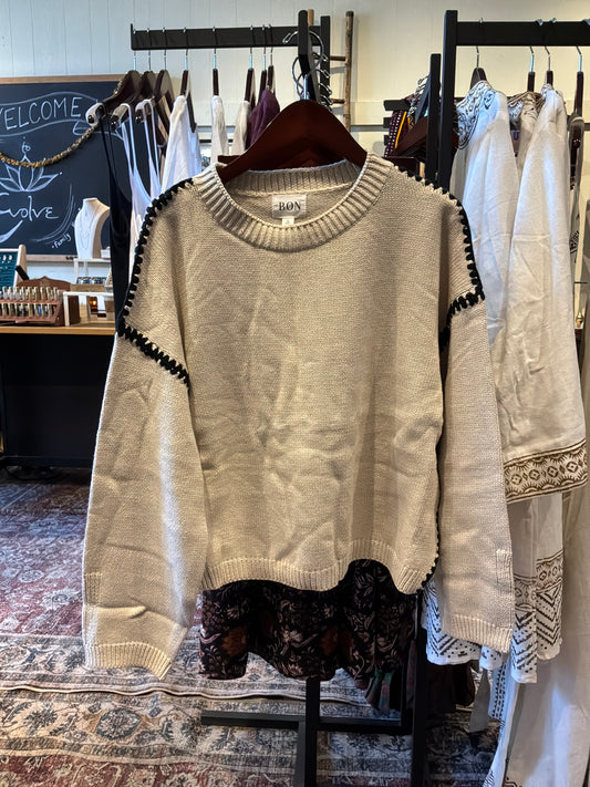 BON Thick Stitch Cream Sweater