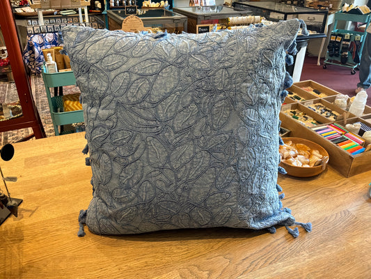 Blue Woven Throw Pillow
