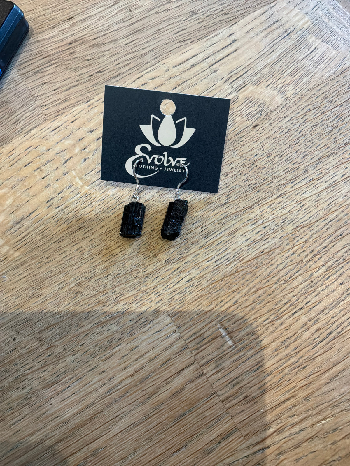 Rough Black Tourmaline Drop Earrings