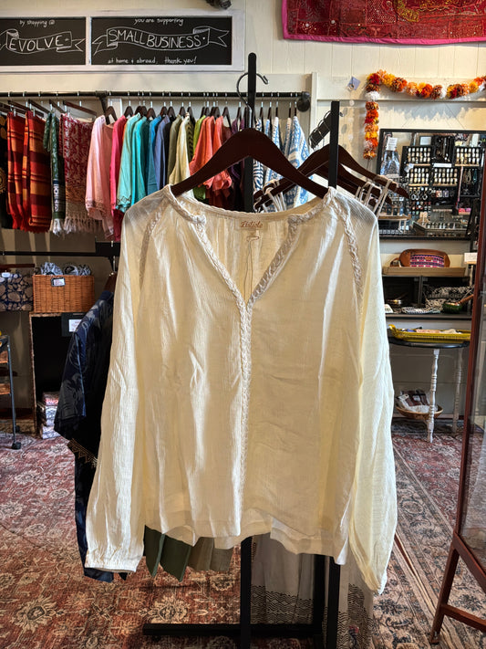 Listicle Braided Trim Blouse