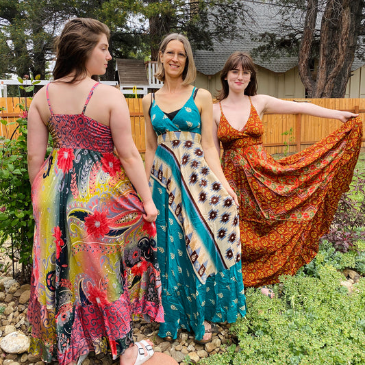 Recycled Sari Cross-Bodice Dress