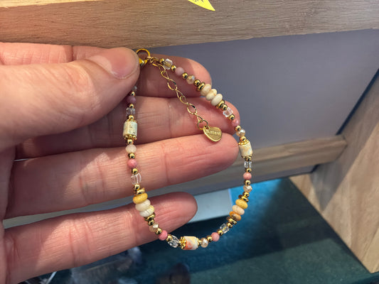 Pink Tourmaline & Rose Quartz 7in Bracelet