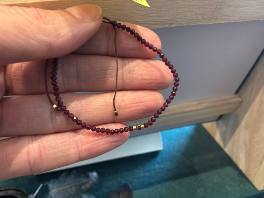 14k Gold Filled Red Garnet Adjustable Bracelet