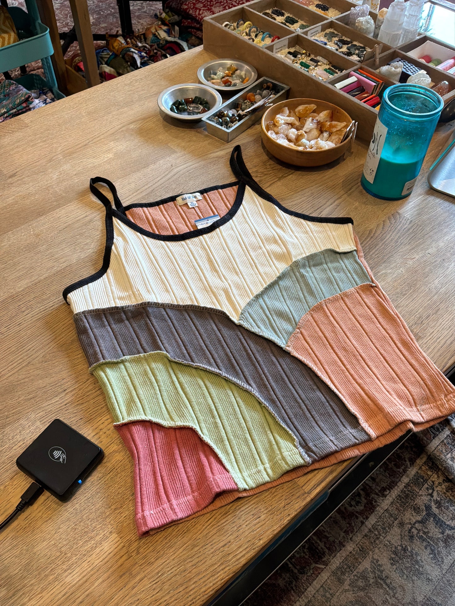Boho Hippy Patchwork Ribbed Tank