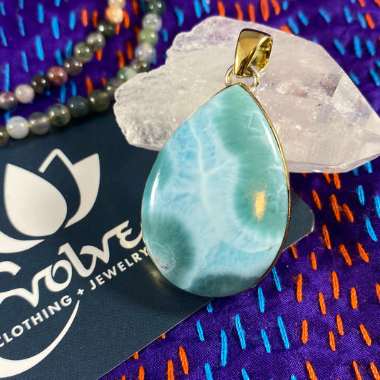 Larimar Sterling & Brass Pendants