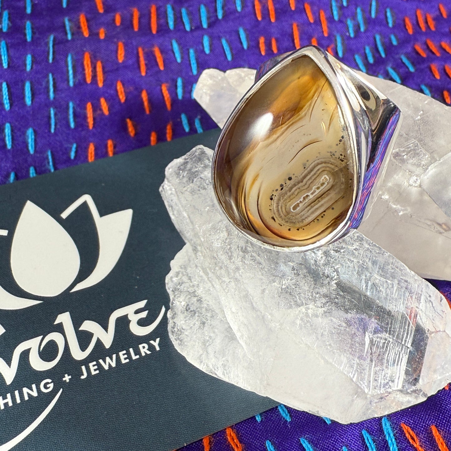 Montana Agate Sterling Wide Band Ring