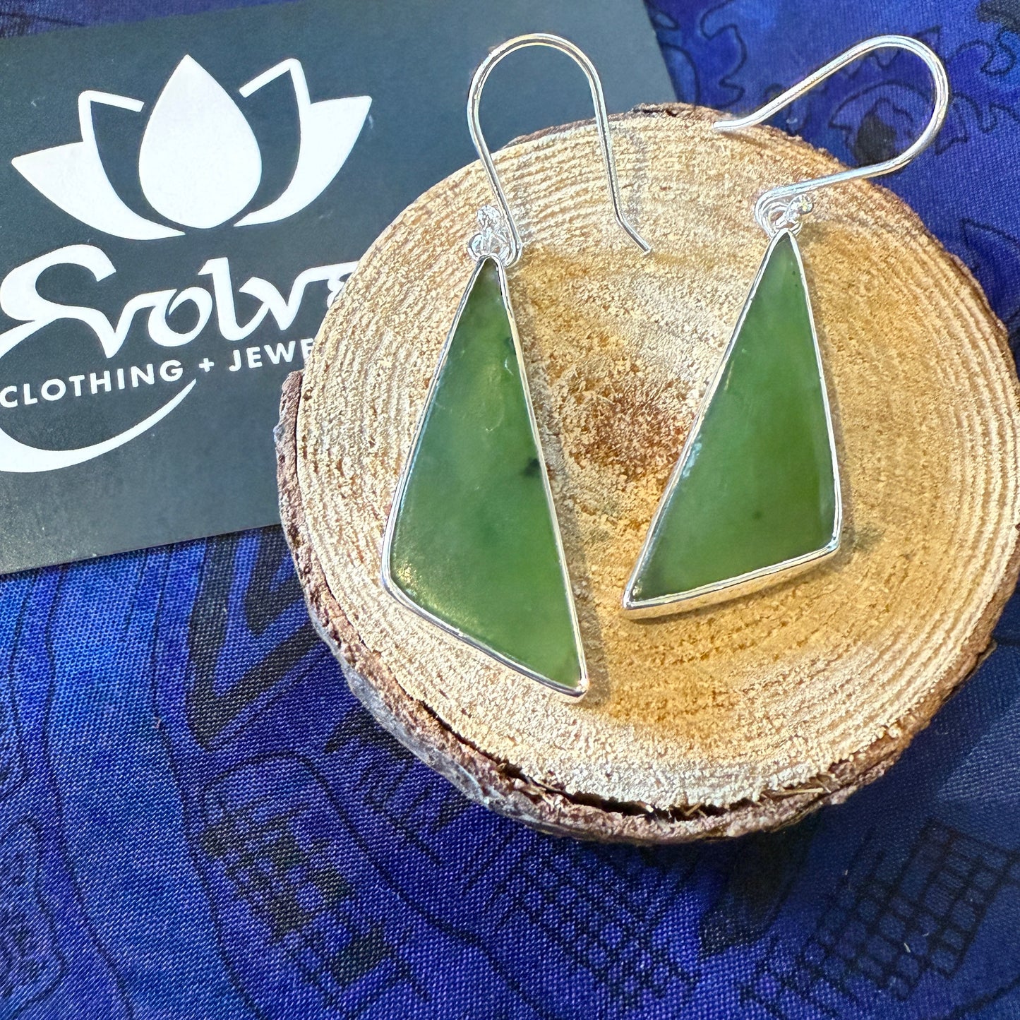 Nephrite Jade Sterling Silver Earrings