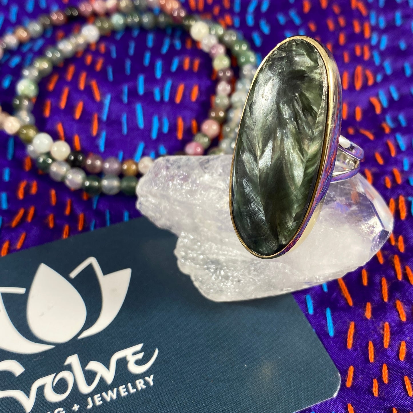 Seraphinite Sterling & Brass Rings