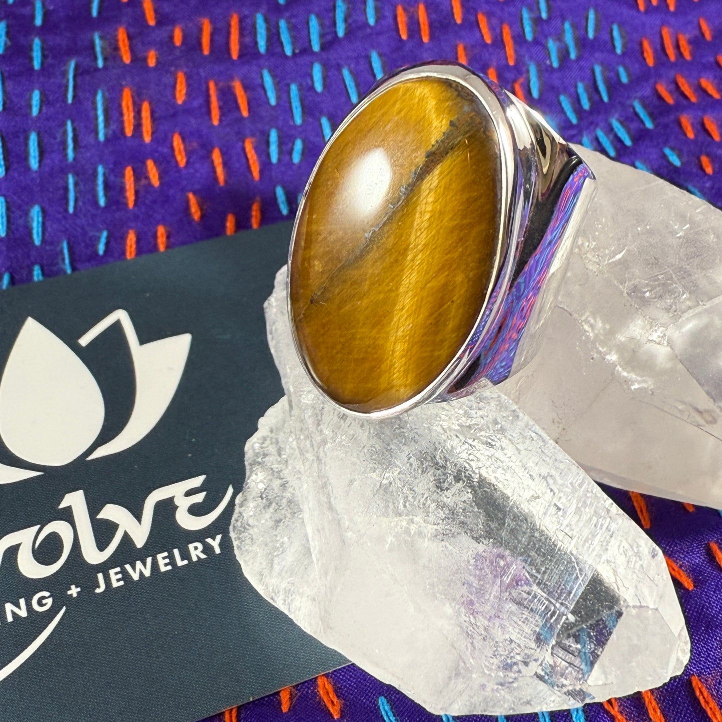 Raw Tiger’s Eye & Silver Wide Band Rings