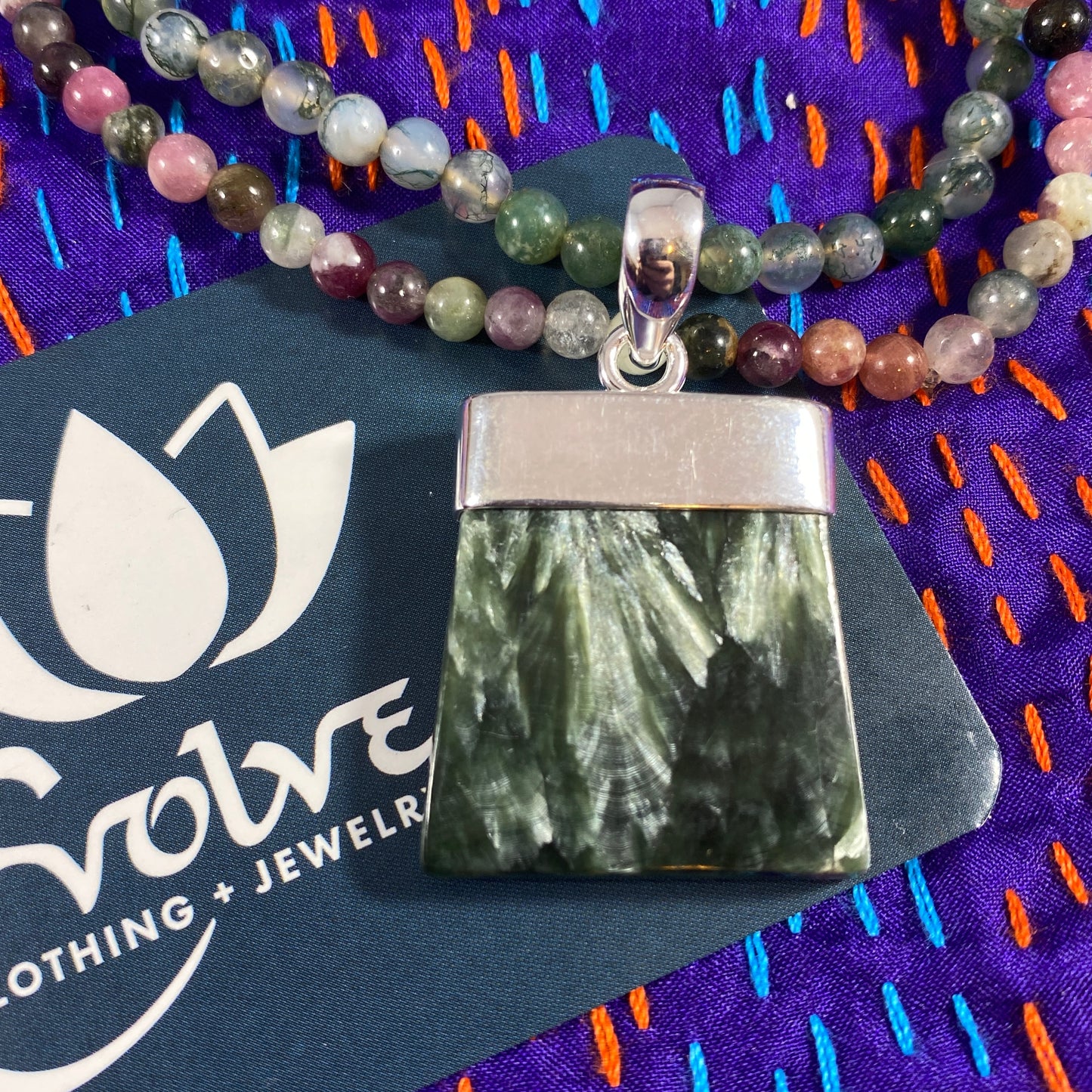 Seraphinite Sterling Capped Pendant