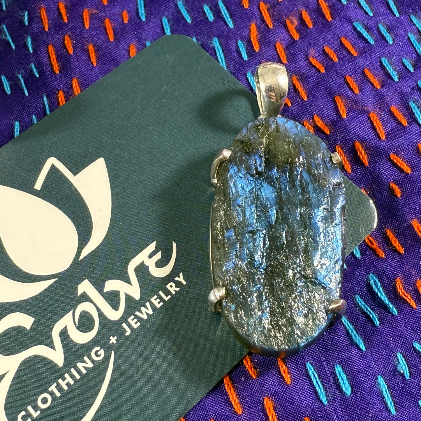 Raw Labradorite Sterling Pendant