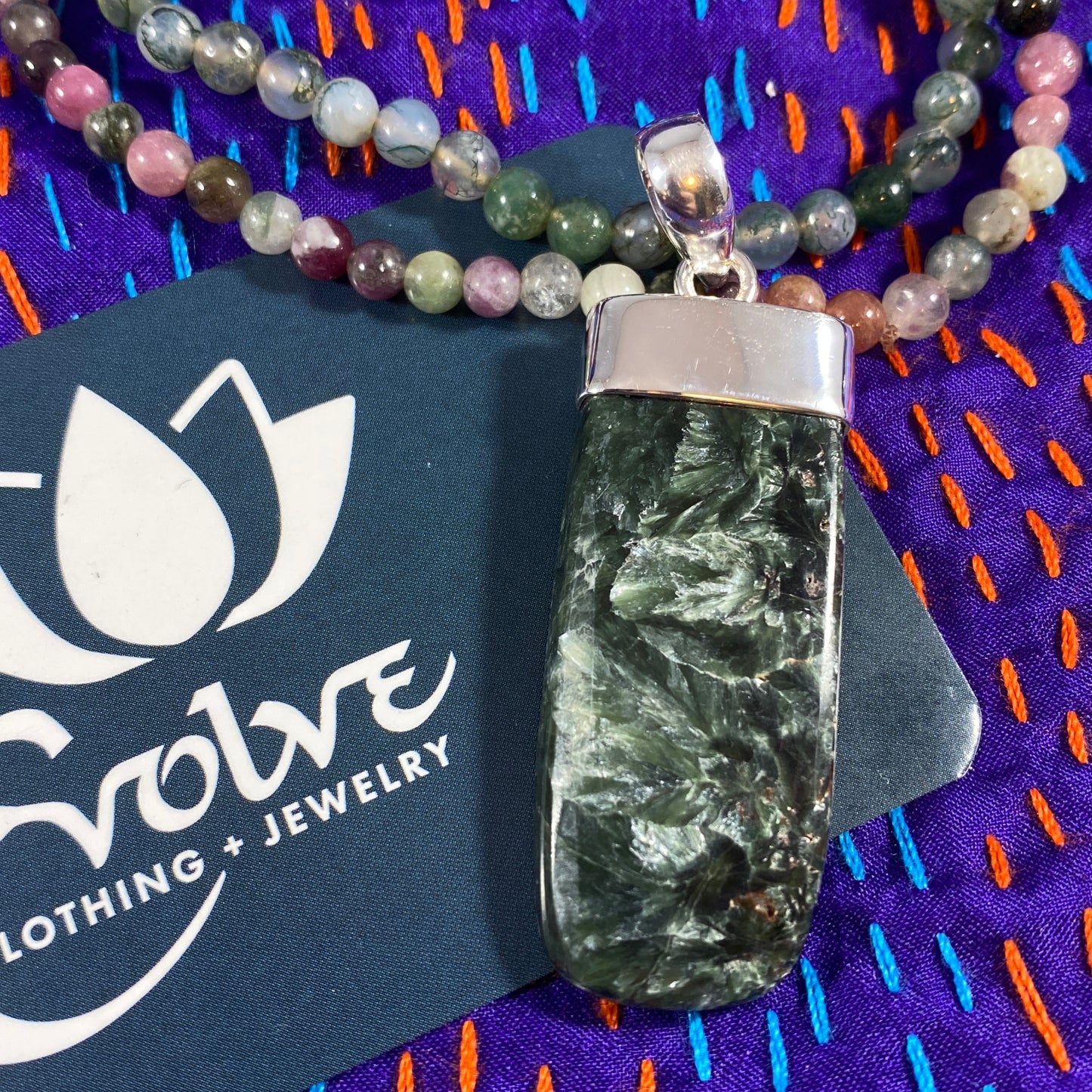 Seraphinite Sterling Capped Pendant