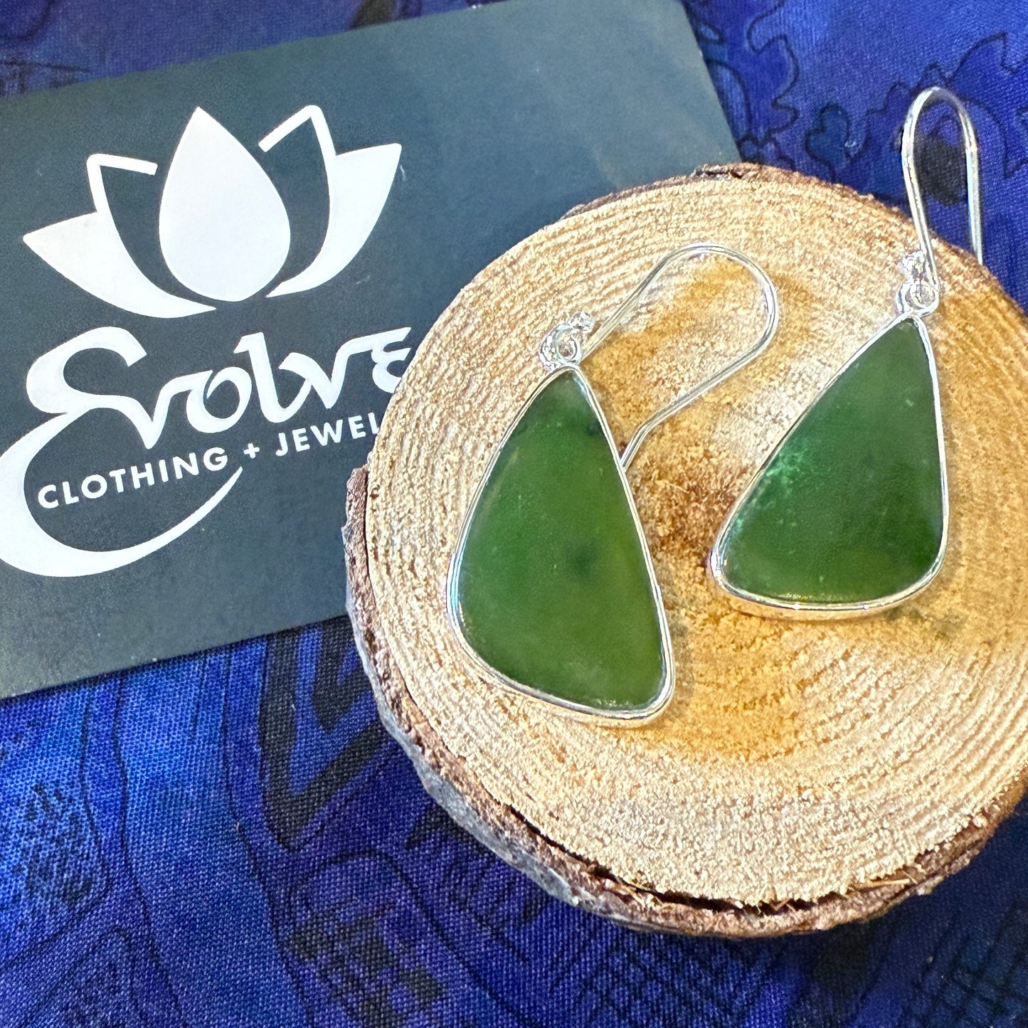 Nephrite Jade Sterling Silver Earrings
