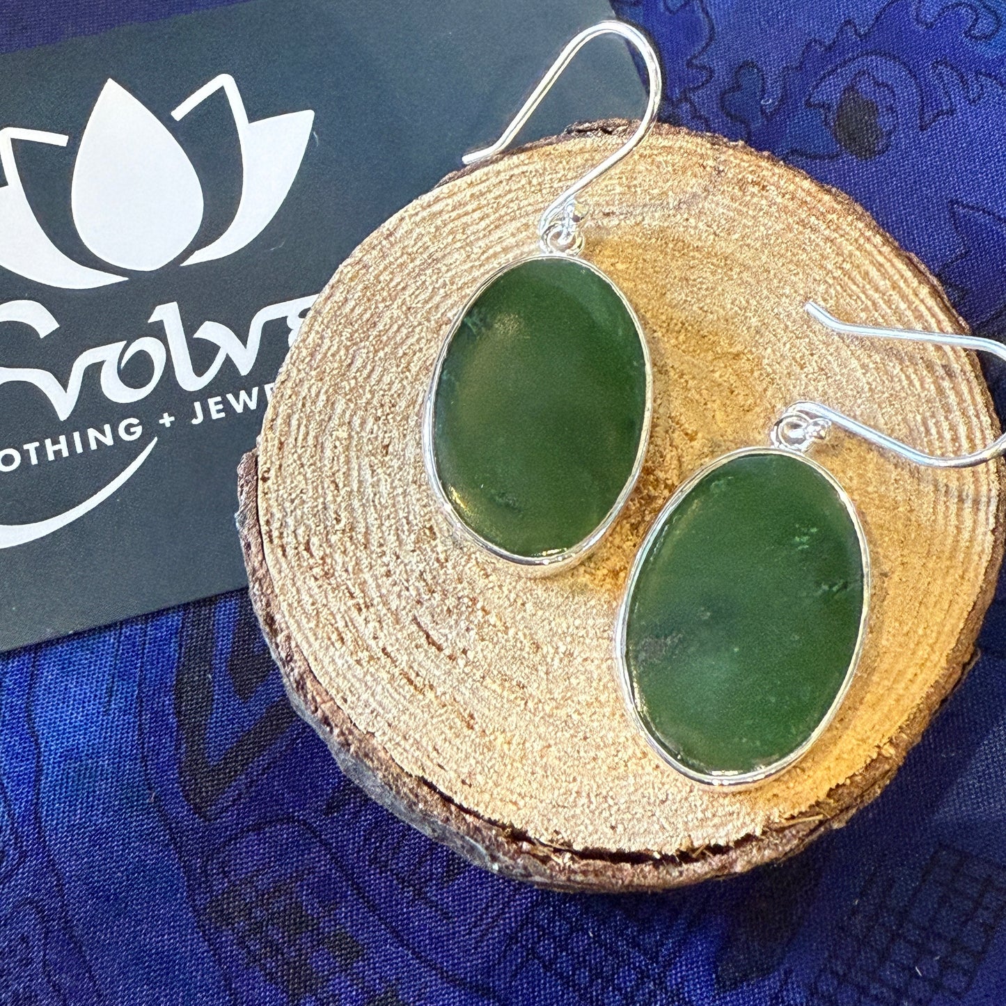 Nephrite Jade Sterling Silver Earrings