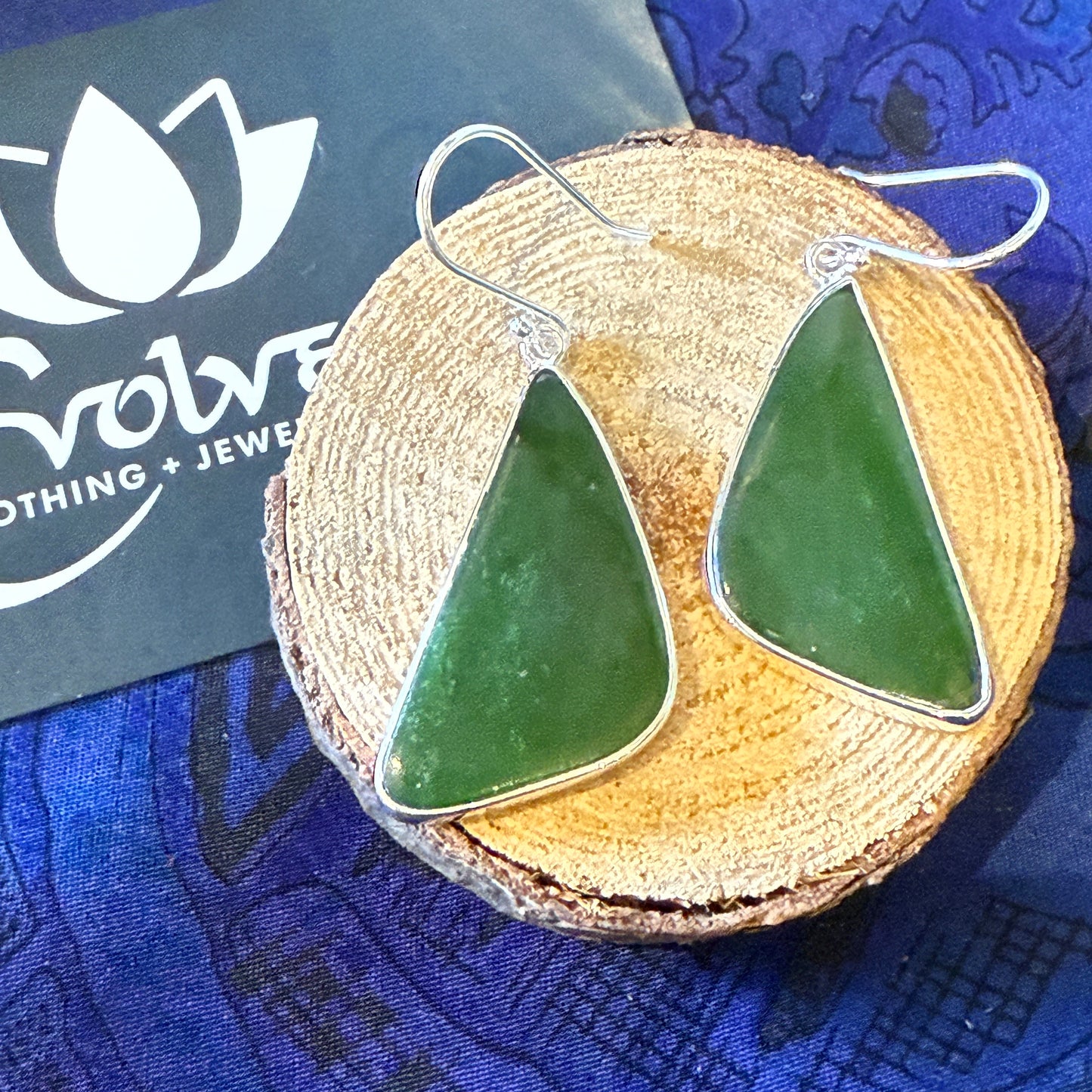 Nephrite Jade Sterling Silver Earrings