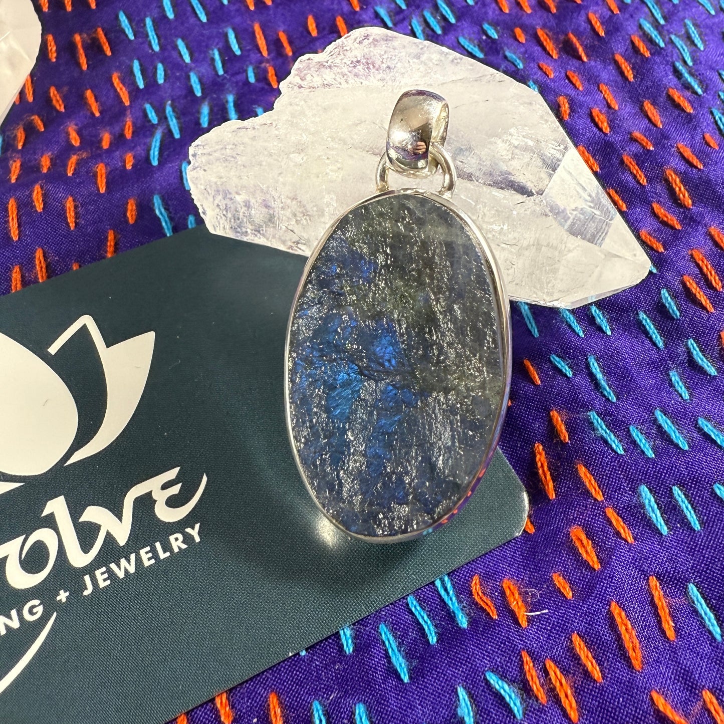 Raw Labradorite Sterling Pendant