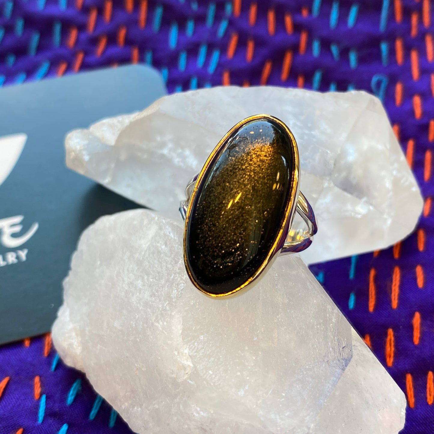 Golden Obsidian Sterling & Brass Rings