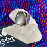 Moonstone Sterling & Brass Wide Band Ring